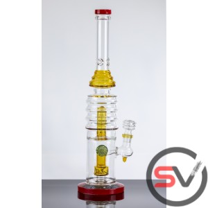 RINGED WATER PIPE WITH DOTTED MARBLE 17inch